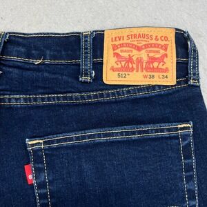 Levi's 512 Slim Taper Jeans Mens 38x34 Dark Indigo Blue Denim Casual Stretch